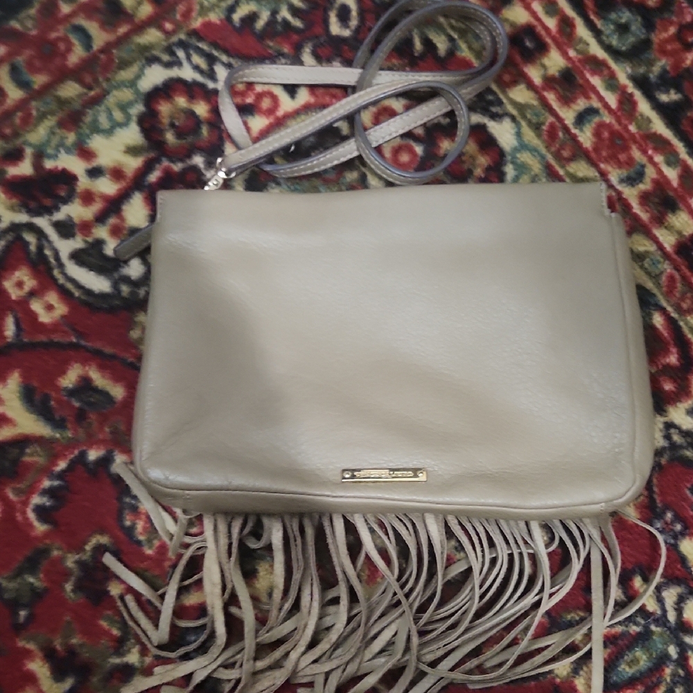 Chic Fringe Leather Bag in Gray